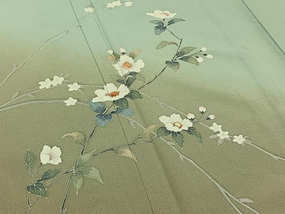 平和屋着物▽訪問着 単衣 螺鈿 枝花文 暈し染め 正絹 逸品 AAAY7250jh