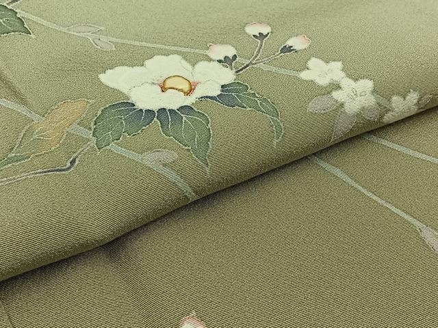 平和屋着物▽訪問着 単衣 螺鈿 枝花文 暈し染め 正絹 逸品 AAAY7250jh