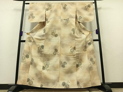 平和屋着物▽上質な紬 単衣 鼓文 正絹 逸品 AAAY7251jh