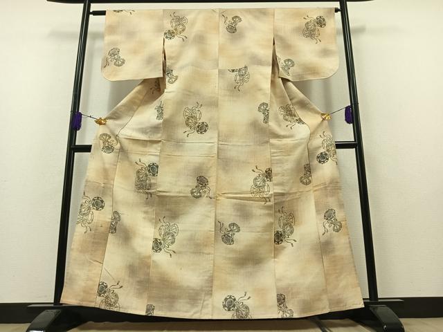 平和屋着物▽上質な紬 単衣 鼓文 正絹 逸品 AAAY7251jh