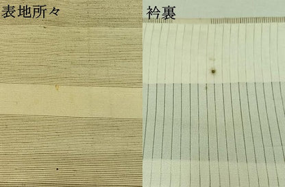 平和屋着物▽上質な紬 単衣 横段文 正絹 逸品 AAAY7252jh