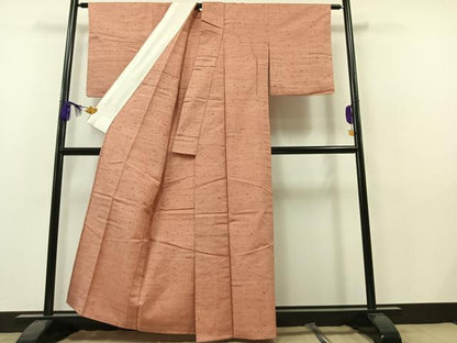平和屋着物▽上質な紬 単衣 横段文 正絹 逸品 AAAY7256jh