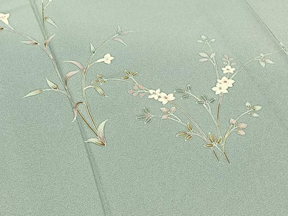 平和屋着物▽訪問着 単衣 草花文 正絹 逸品 AAAY7257jh