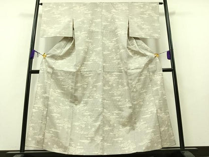 平和屋着物▽本場大島紬 白大島 単衣 籬花文 正絹 逸品 AAAY7258jh