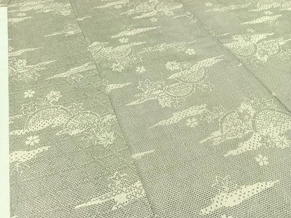 平和屋着物▽本場大島紬 白大島 単衣 籬花文 正絹 逸品 AAAY7258jh