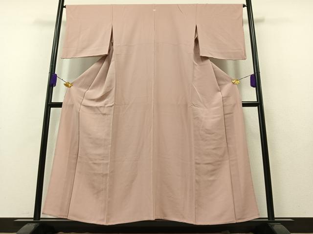 平和屋着物▽上質な色無地 単衣 薄柿色 正絹 逸品 AAAY7259jh