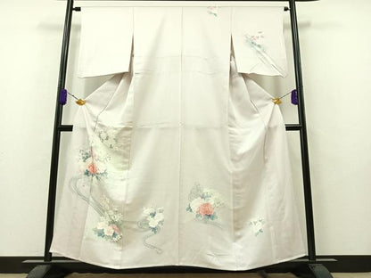 平和屋着物▽訪問着　単衣　扇面花文　暈し染め　正絹　逸品　AAAY7262jh