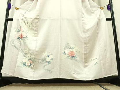 平和屋着物▽訪問着　単衣　扇面花文　暈し染め　正絹　逸品　AAAY7262jh