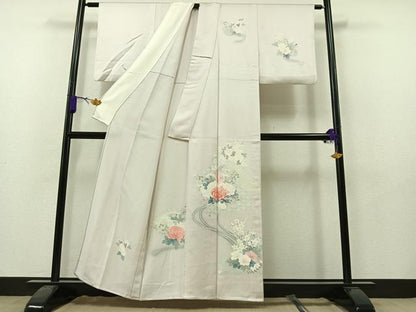 平和屋着物▽訪問着　単衣　扇面花文　暈し染め　正絹　逸品　AAAY7262jh