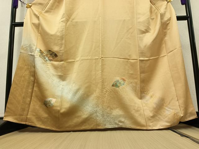 平和屋着物▽訪問着 単衣 地紙花文 暈し染め 金銀彩 正絹 逸品 AAAY7263jh