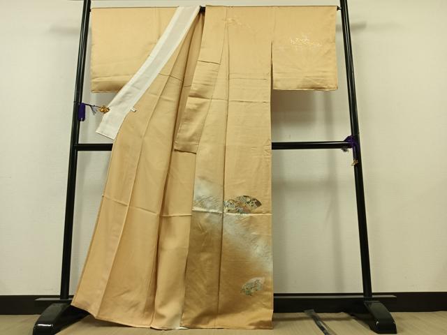 平和屋着物▽訪問着 単衣 地紙花文 暈し染め 金銀彩 正絹 逸品 AAAY7263jh