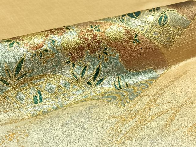平和屋着物▽訪問着 単衣 地紙花文 暈し染め 金銀彩 正絹 逸品 AAAY7263jh