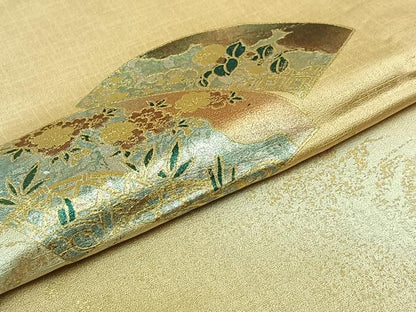 平和屋着物▽訪問着 単衣 地紙花文 暈し染め 金銀彩 正絹 逸品 AAAY7263jh