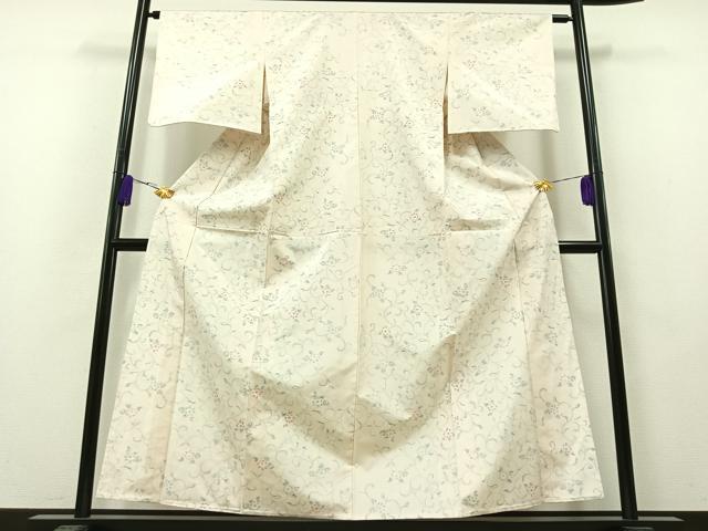平和屋着物▽本場大島紬 白大島 単衣 花唐草文 正絹 逸品 未使用 AAAY7264jh
