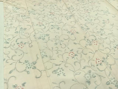 平和屋着物▽本場大島紬 白大島 単衣 花唐草文 正絹 逸品 未使用 AAAY7264jh