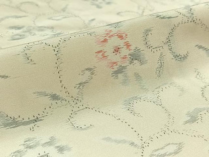 平和屋着物▽本場大島紬 白大島 単衣 花唐草文 正絹 逸品 未使用 AAAY7264jh