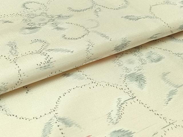 平和屋着物▽本場大島紬 白大島 単衣 花唐草文 正絹 逸品 未使用 AAAY7264jh