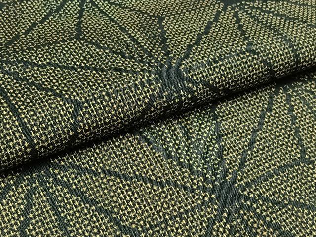 平和屋着物▽上質な紬 単衣 麻の葉文様 黒地 正絹 逸品 AAAY7268jh
