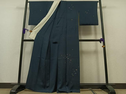 平和屋着物▽訪問着　単衣　刺繍　吹き寄せ文　金彩　正絹　逸品　AAAY7269jh