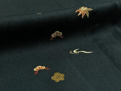 平和屋着物▽訪問着　単衣　刺繍　吹き寄せ文　金彩　正絹　逸品　AAAY7269jh