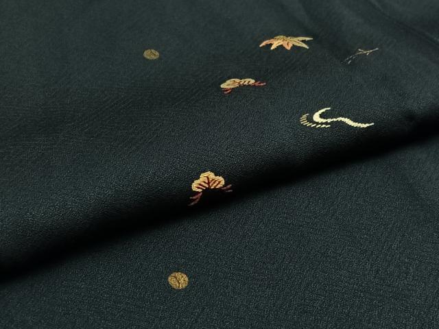 平和屋着物▽訪問着　単衣　刺繍　吹き寄せ文　金彩　正絹　逸品　AAAY7269jh
