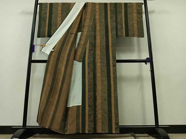 平和屋着物▽伝統工芸士 七代目 吉澤与市 紬 単衣 絞り 更紗花間道 正絹 逸品 AAAY7270jh