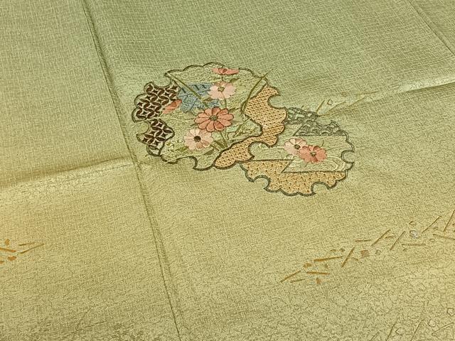 平和屋着物▽訪問着　単衣　中国三大刺繍　相良刺繍　総刺繍　雪輪花文　暈し染め　金銀糸　金銀彩　正絹　逸品　AAAY7272jh