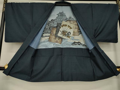 平和屋着物●男性 本場大島紬 アンサンブル 100亀甲 総詰め 正絹 逸品 AAAY7321ck