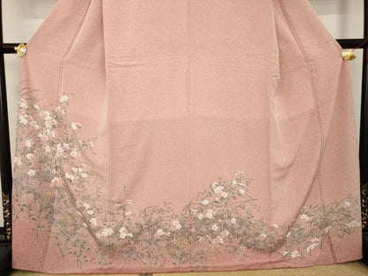 平和屋着物●訪問着 友禅 草花文 正絹 逸品 AAAY7335ck