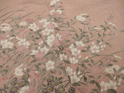 平和屋着物●訪問着 友禅 草花文 正絹 逸品 AAAY7335ck