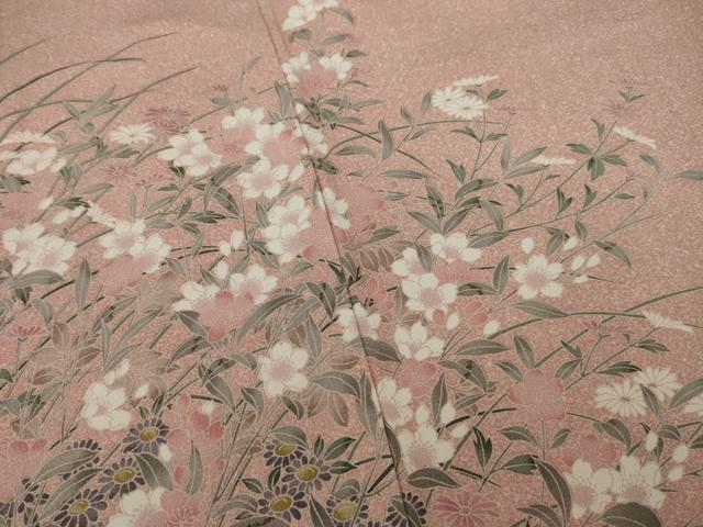 平和屋着物●訪問着 友禅 草花文 正絹 逸品 AAAY7335ck