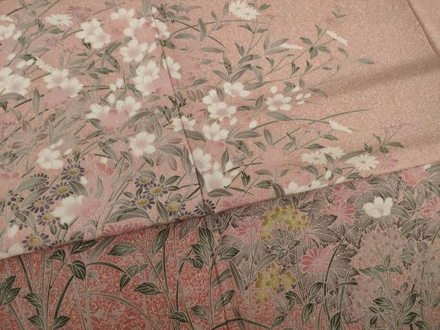 平和屋着物●訪問着 友禅 草花文 正絹 逸品 AAAY7335ck