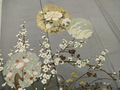 平和屋着物●豪華色留袖 駒刺繍 雪輪花文 金銀彩 正絹 逸品 AAAY7336ck