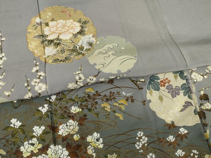 平和屋着物●豪華色留袖 駒刺繍 雪輪花文 金銀彩 正絹 逸品 AAAY7336ck