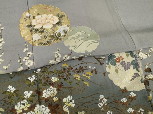 平和屋着物●豪華色留袖 駒刺繍 雪輪花文 金銀彩 正絹 逸品 AAAY7336ck
