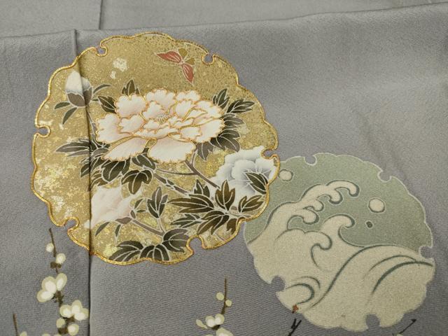平和屋着物●豪華色留袖 駒刺繍 雪輪花文 金銀彩 正絹 逸品 AAAY7336ck
