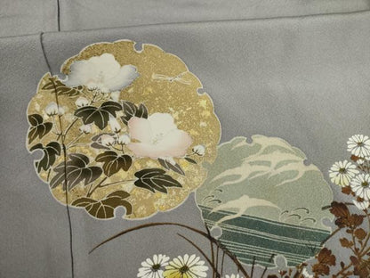 平和屋着物●豪華色留袖 駒刺繍 雪輪花文 金銀彩 正絹 逸品 AAAY7336ck