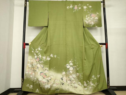 平和屋着物●訪問着　草花文　暈し染め　正絹　逸品　AAAY7345ck