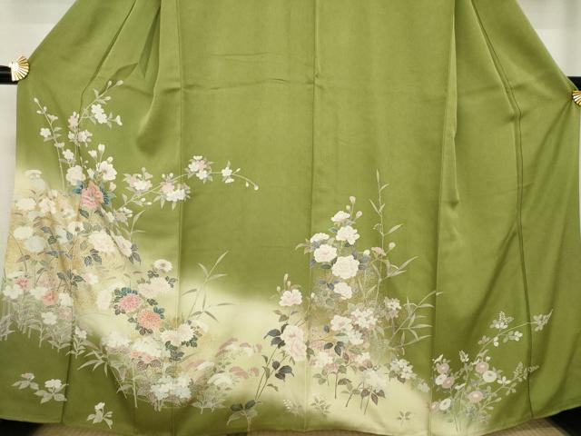 平和屋着物●訪問着　草花文　暈し染め　正絹　逸品　AAAY7345ck