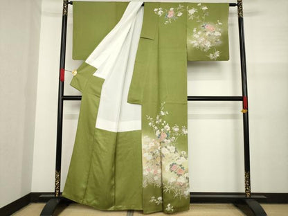 平和屋着物●訪問着　草花文　暈し染め　正絹　逸品　AAAY7345ck