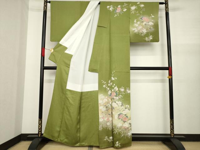 平和屋着物●訪問着　草花文　暈し染め　正絹　逸品　AAAY7345ck