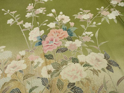 平和屋着物●訪問着　草花文　暈し染め　正絹　逸品　AAAY7345ck