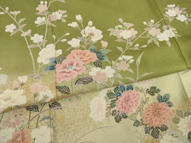 平和屋着物●訪問着　草花文　暈し染め　正絹　逸品　AAAY7345ck