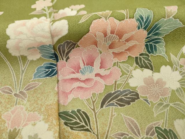 平和屋着物●訪問着　草花文　暈し染め　正絹　逸品　AAAY7345ck