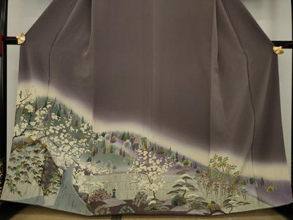 平和屋着物●訪問着 遠山樹林風景文 正絹 逸品 AAAY7351ck