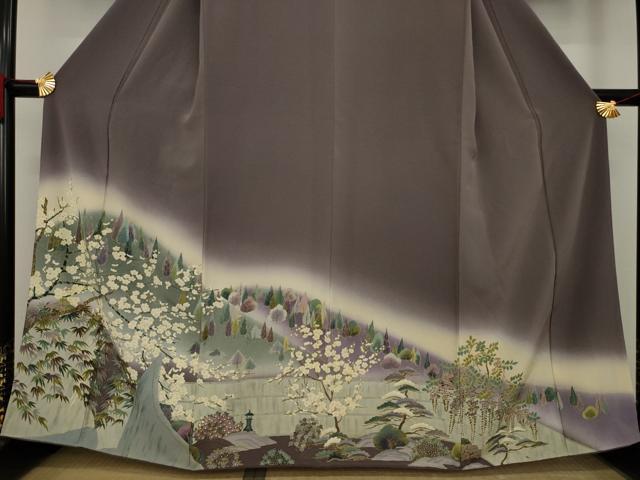 平和屋着物●訪問着 遠山樹林風景文 正絹 逸品 AAAY7351ck