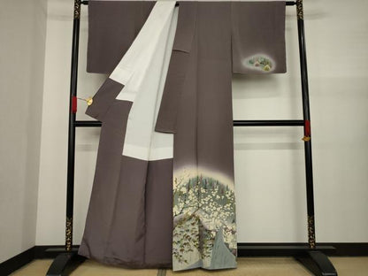 平和屋着物●訪問着 遠山樹林風景文 正絹 逸品 AAAY7351ck
