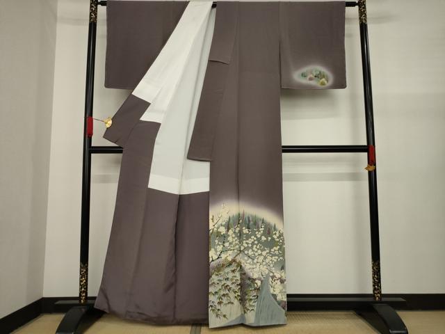 平和屋着物●訪問着 遠山樹林風景文 正絹 逸品 AAAY7351ck