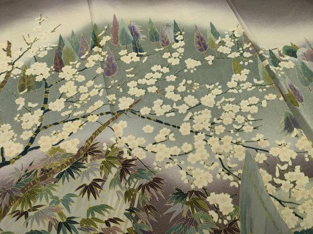 平和屋着物●訪問着 遠山樹林風景文 正絹 逸品 AAAY7351ck