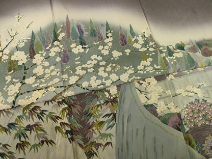 平和屋着物●訪問着 遠山樹林風景文 正絹 逸品 AAAY7351ck